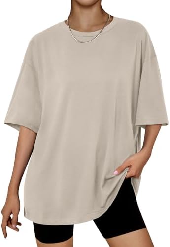 LILLUSORY Oversized T Shirts for Women UK Short Sleeve Tshirts Summer Fashion Tunic Basic Tops Gym Yoga Going Out Clothing