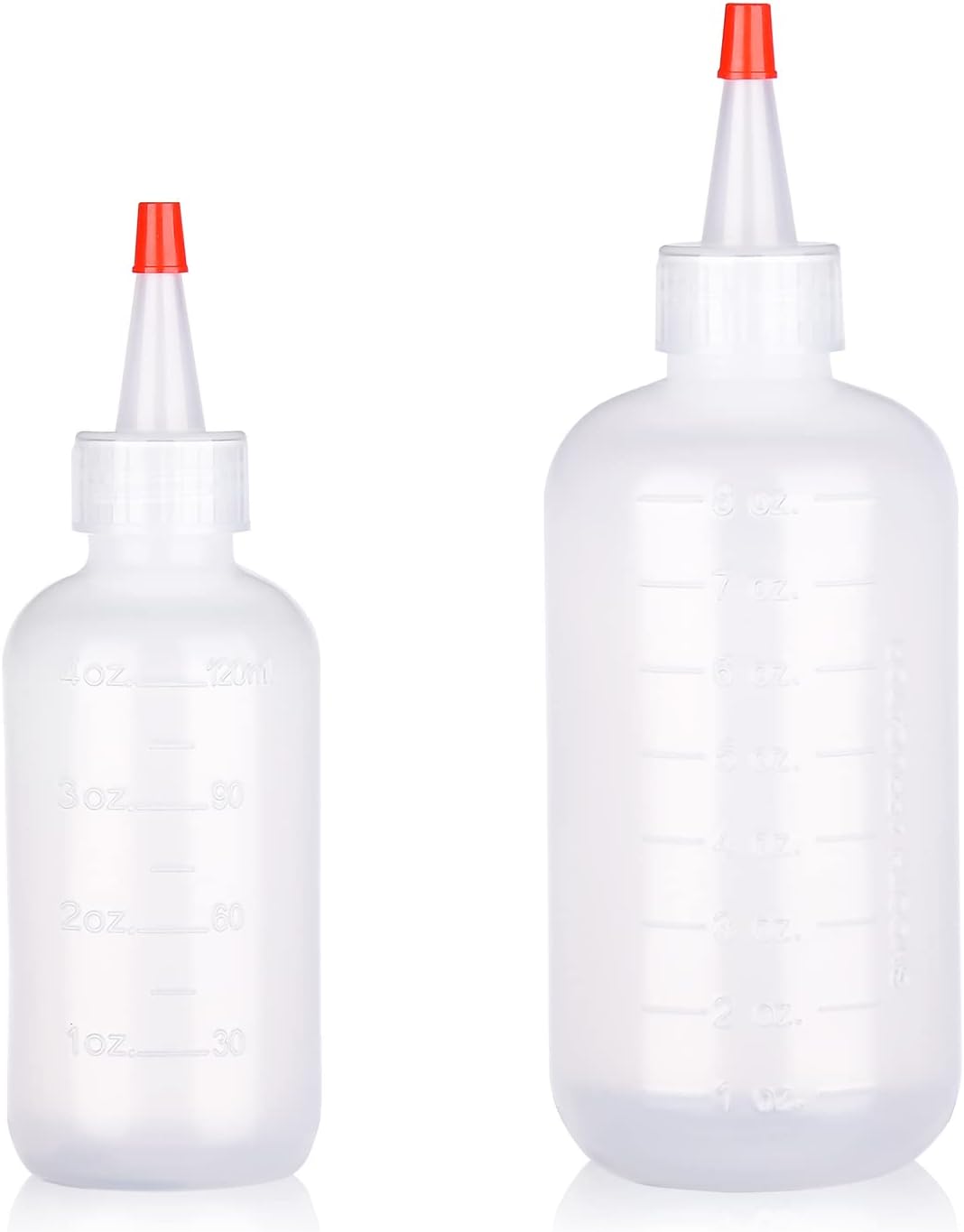 AOVNA 2 Pack Applicator Bottles with Tip Squeeze Plastic Graduated Bottles for Salon Hair Care (120ml), Red