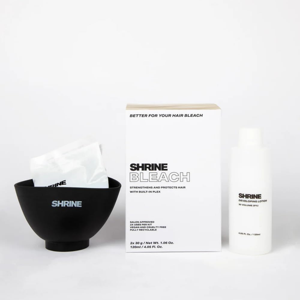 SHRINE Better For Your HAIR BLEACH | Plex Technology for Stronger Hair | Anti Breakage Bleaching Kit | Vegan & Cruelty Free | Includes 2 × 30 g Powder Sachets + 120 ml Developer (2 Uses)