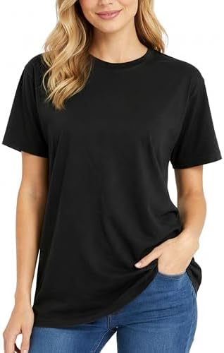 Re Tech UK - 100% Cotton T Shirts for Women UK - Soft Comfy Round Neck Short Sleeve - Ladies T Shirts Loose Fit Plain Tee - Perfect for Everyday Casual Wear