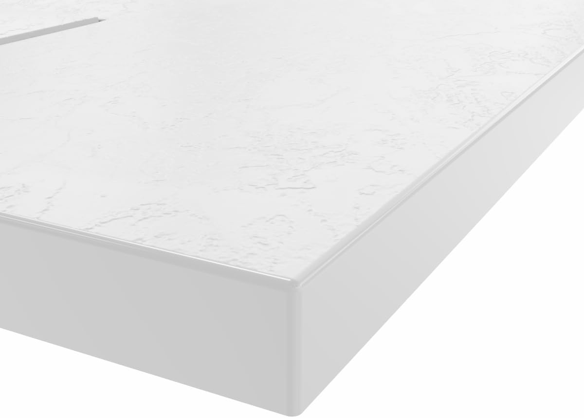 Aquariss White Rectangular Shower Tray 900x700mm with Waste | Slate Effect, SMC Slip-Resistant Shower Base, for Bathroom Shower Enclosures Wet Room, Easy Installation, Ultra-Low Profile