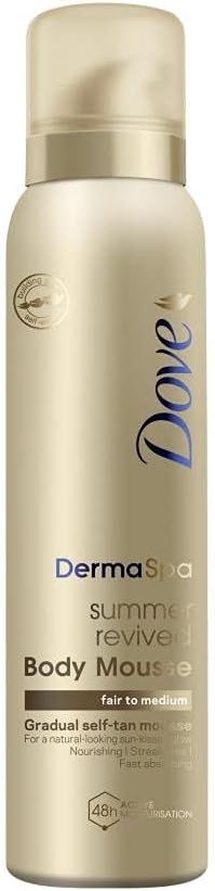 4 Pack of Dove DermaSpa Summer Revived 48 hours Active Moisturisation Fair to Medium Body Mousse 150ml