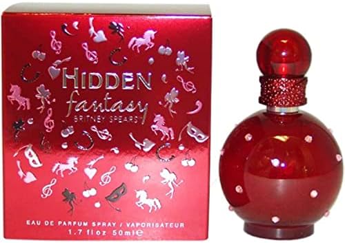 Britney Spears Hidden Fantasy 100 ml – Eau de Parfum for Women – Floral Amber Fragrance – Notes of Sweet Orange, Stargazer Lily, and Amber – Deep Red Bottle