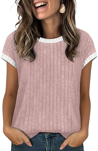 Aokosor Womens Summer Tops Floral Printed Short Capsleeve Shirts Crew Neck Cute Fashion Dressy Tunic Blouses for UK