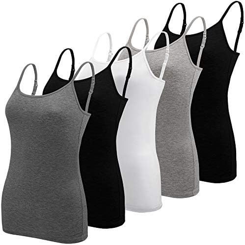 BQTQ 5 Pieces Basic Camisole Adjustable Strap Vest Top for Women and Girl