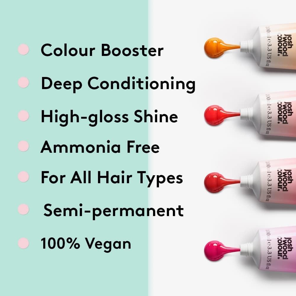 Josh Wood Colour Glaze (Peach Blush) - Semi-permanent Hair Mask - Ammonia-free - Conditions and Nourishes - Lasts Up to 3-5 Washes - For Blonde Hair - 100% Vegan - Cream (100ml)