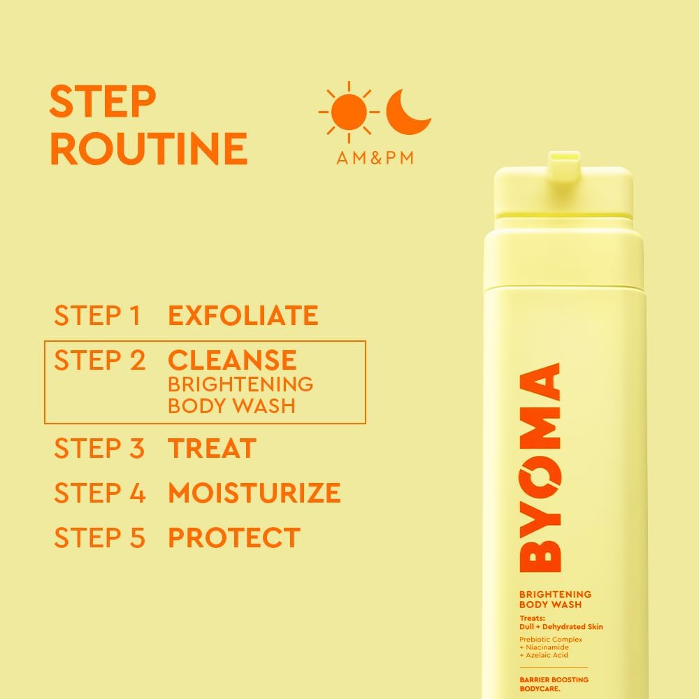BYOMA Brightening Body Wash (400ml) Treats Dull and Dehydrated Skin, Balances and Repairs the Skin Barrier with Niacinamide and Azelaic Acid - Brightens and Evens Skin Tone