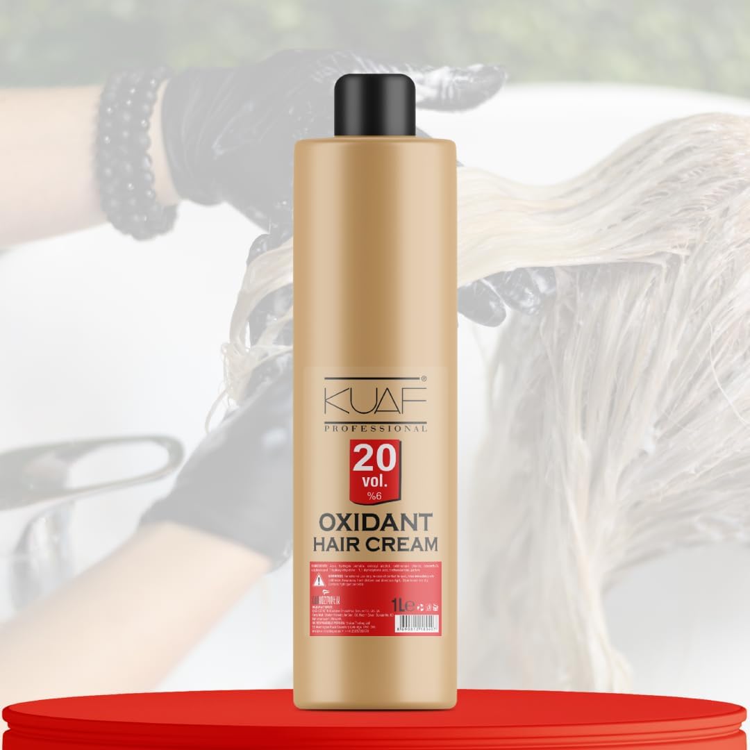 KUAF Professional Cream Hair Developer Activator Peroxide for Hair Colouring Long Lasting Colour and Full Grey Coverage 6% 20 Volume 1000ml