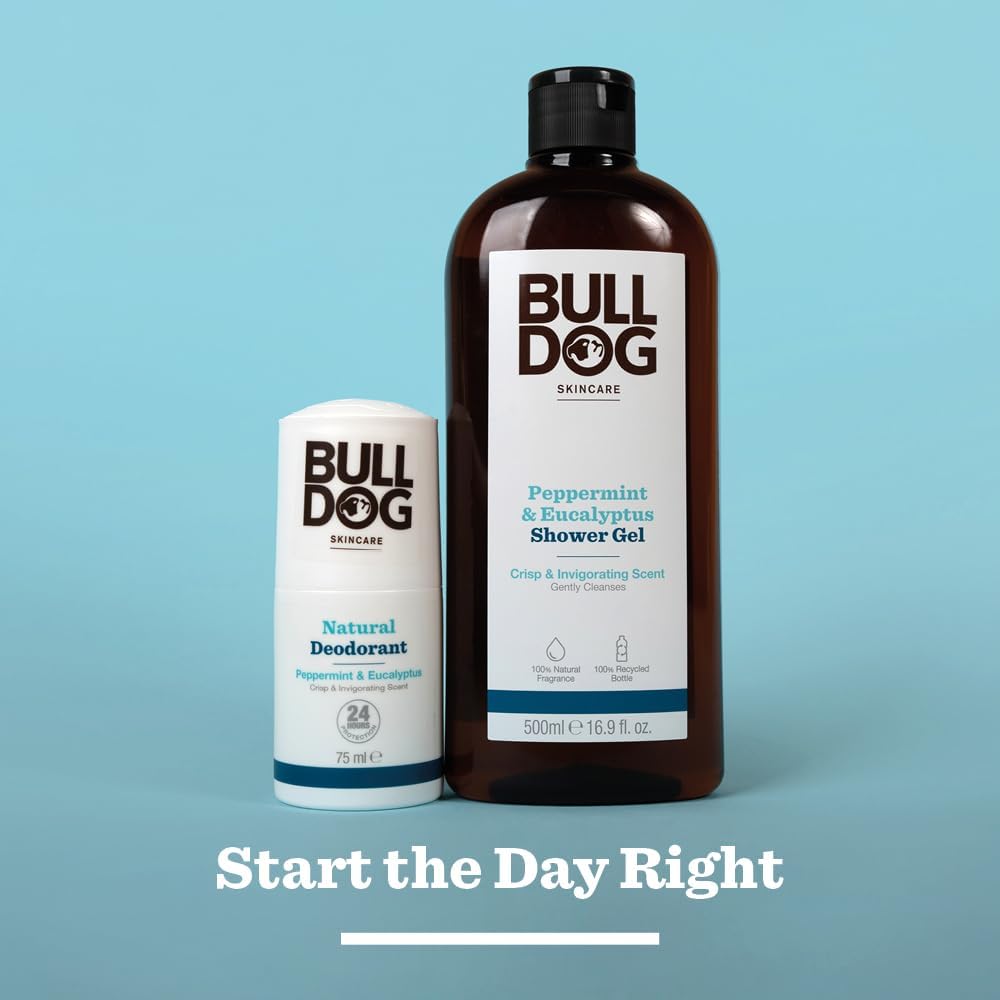 BULLDOG SKINCARE - Peppermint and Eucalyptus Roll On Natural Deodorant For Men 75 ml