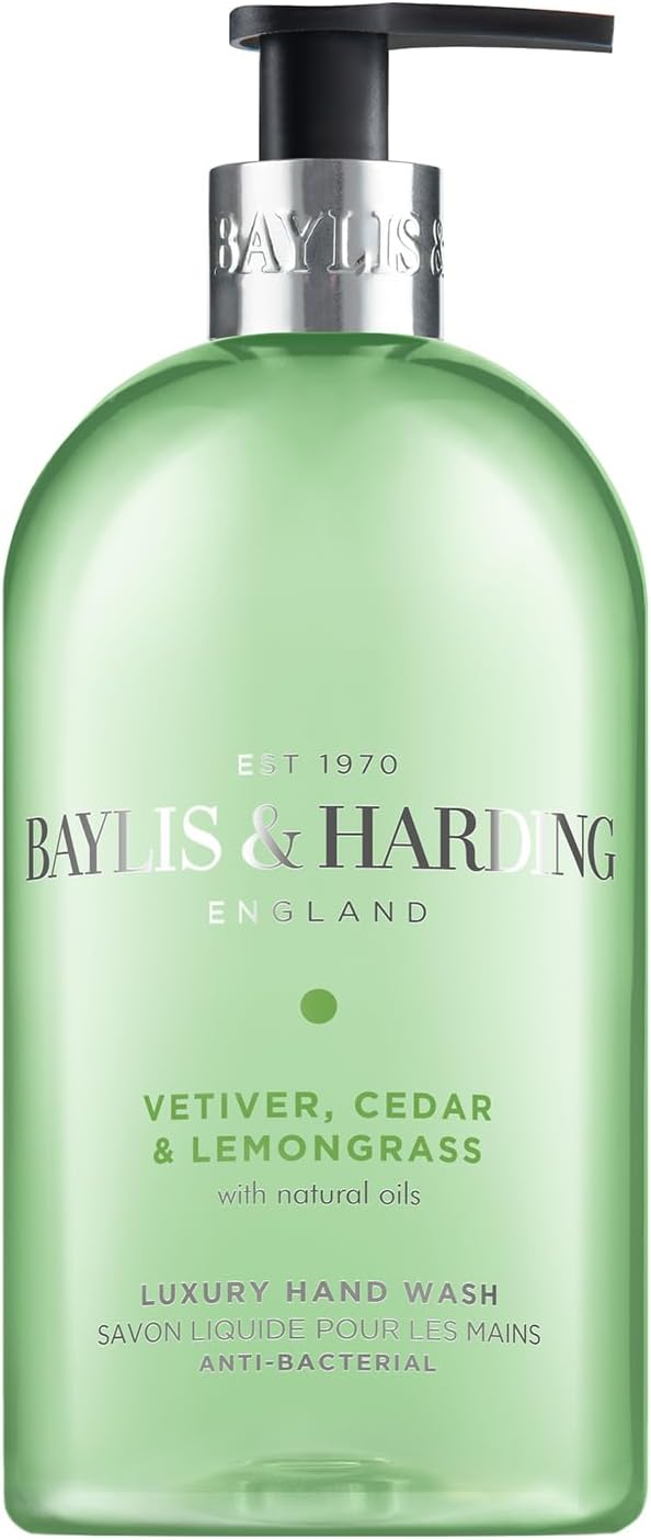 Baylis & Harding Signature Vetiver, Cedar & Lemongrass Anti-Bacterial Hand Wash 500ml (Pack of 3) - Vegan Friendly