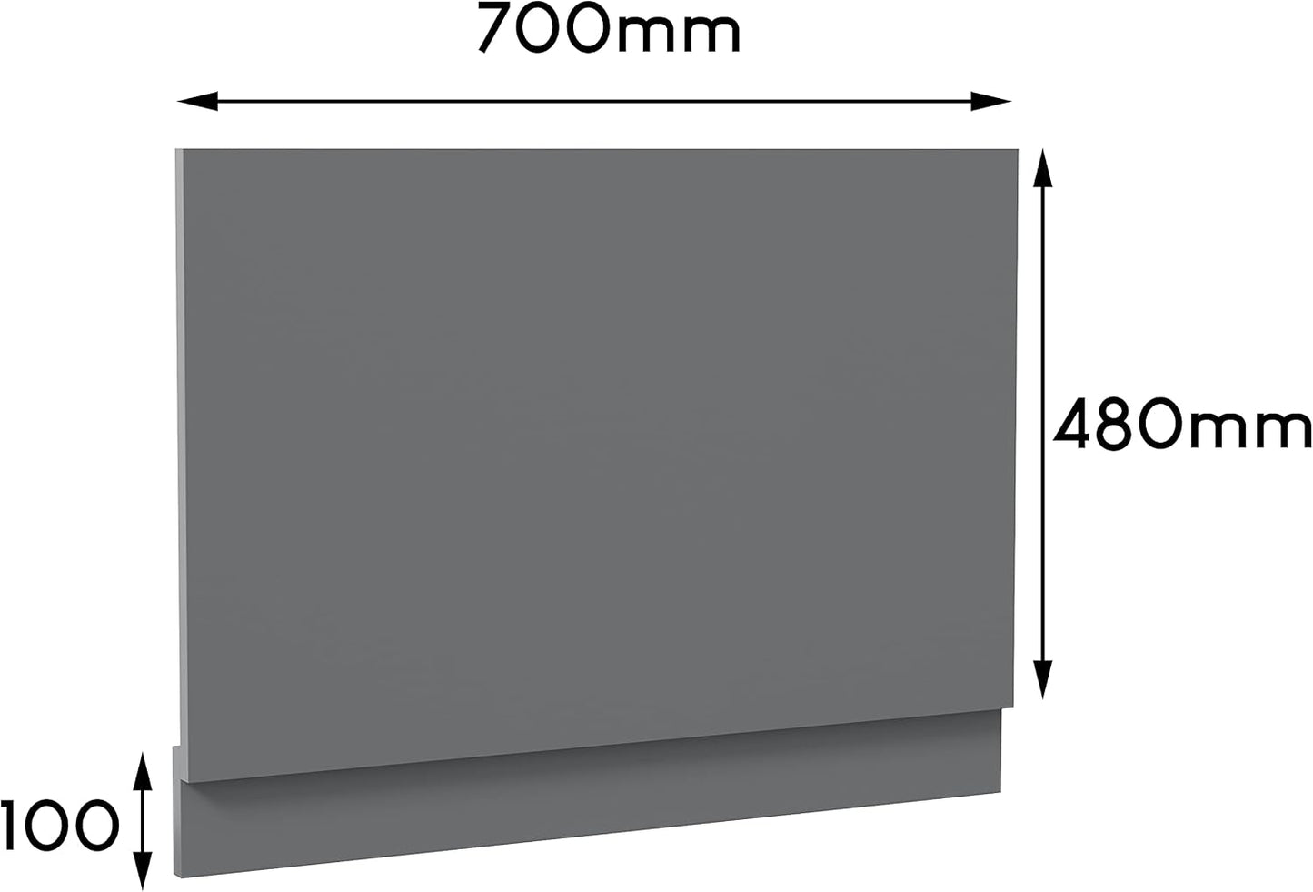 Modern Bathroom 700mm End Bath Panel 18mm MDF Grey Gloss Wooden Plinth Easy Cut