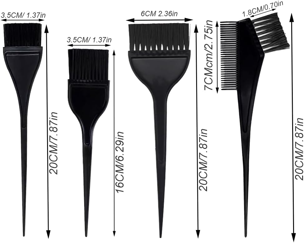 Hair Coloring Brush, 4 Pcs Hair Dye Brush, Hair Dye Brush Set, Hair Dyeing Comb Brush, Applicator Tools, for DIY Hair Coloring