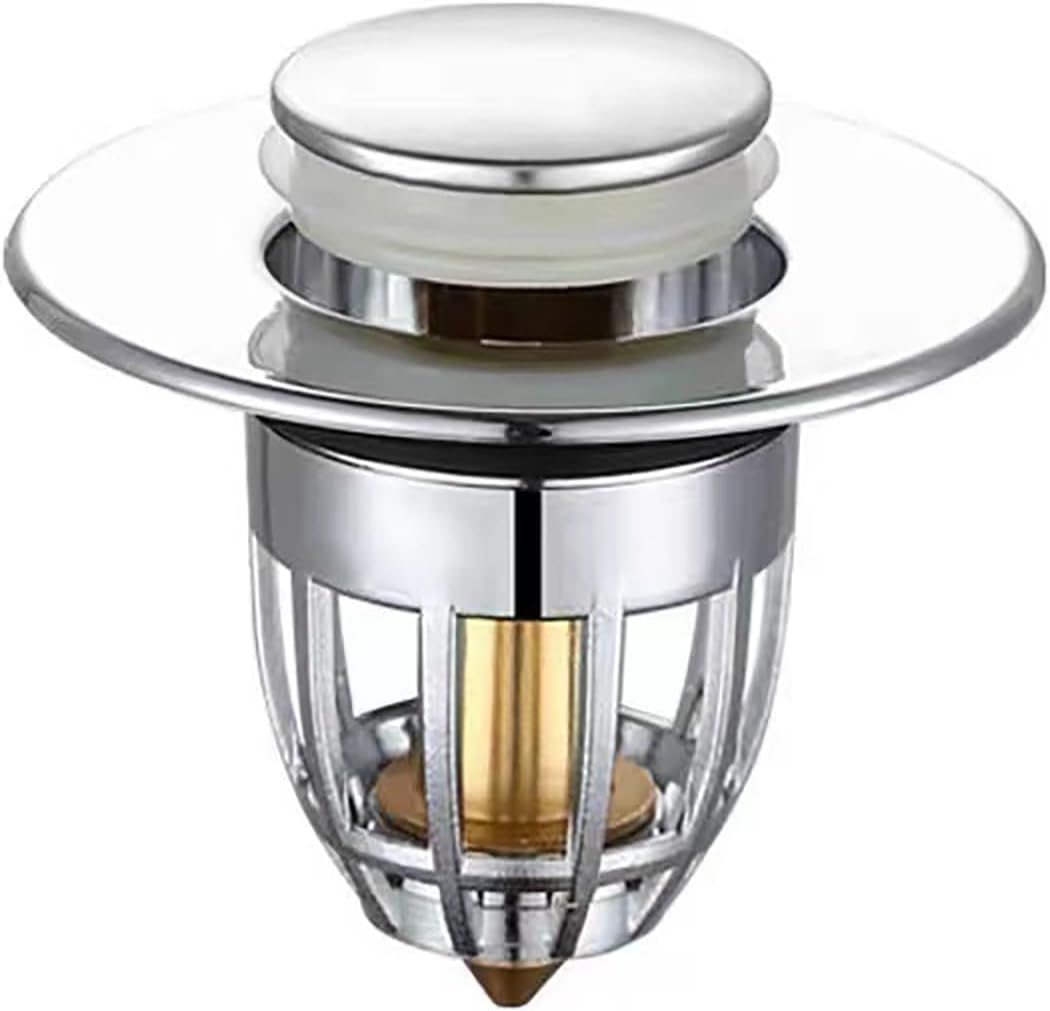 Pop-Up Sink Drain Stopper – Universal Bathroom Basin Drain Filter with Press Button Design, Anti-Clog Strainer