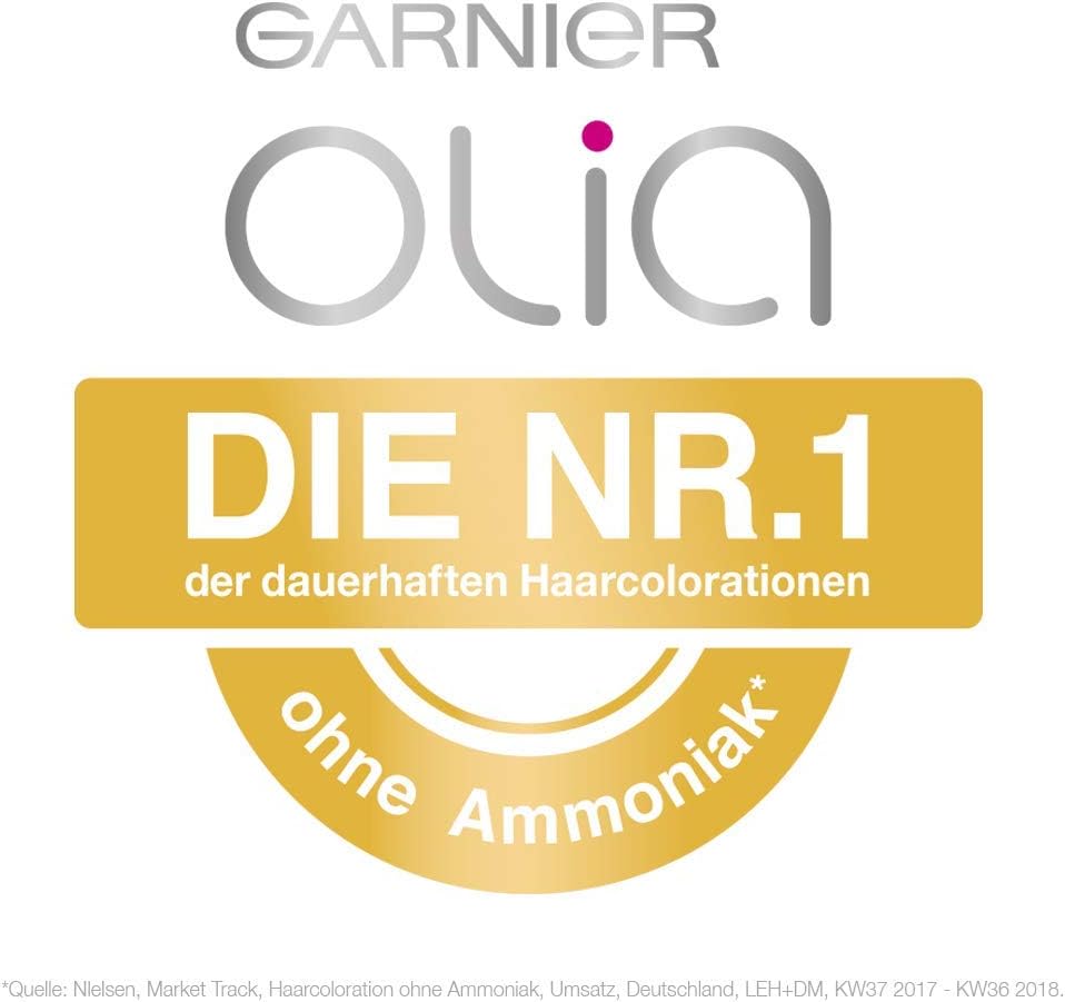 Garnier Olia Permanent Hair Colour without Ammonia, with Nourishing and Natural Oils, Full Grey Hair Coverage, Permanent Colouration, No. 6.3 Caramel Brown, 3 x 1 Piece