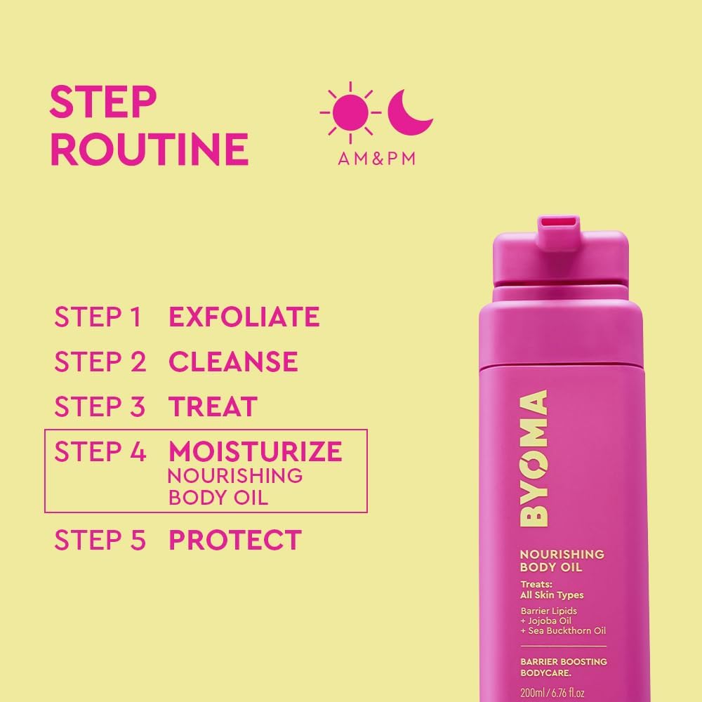 BYOMA Nourishing Body Oil (200ml) Lightweight, Fast-Absorbing Body Oil - Improves Skin Texture - Hydrates, Brightens and Restores Skin Barrier, Vegan