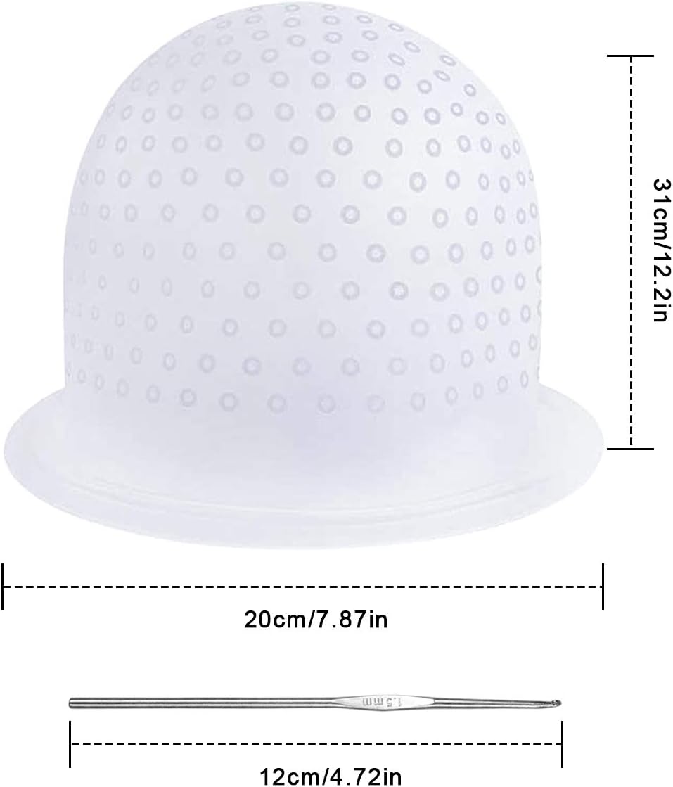 Silicone Highlighting Cap with Needle, Highlight Cap for Hair Coloring, Easy Application with Pre-Punched Holes – Reusable and Durable