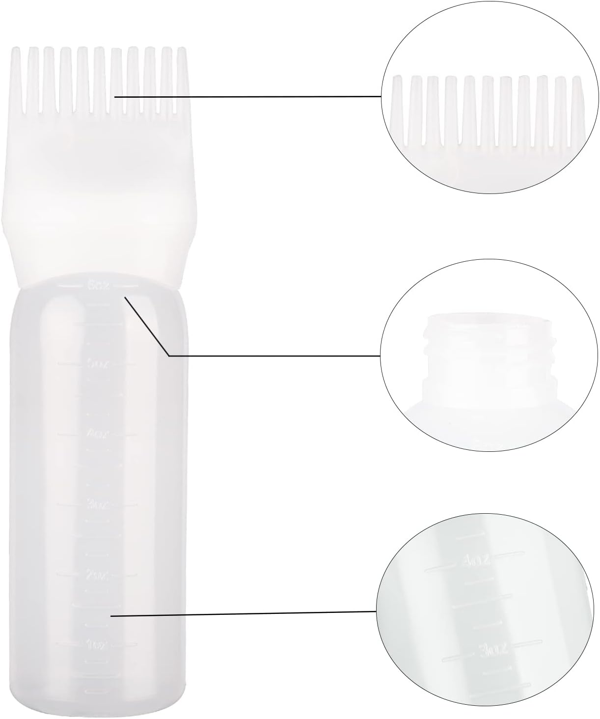 1 Pack White Hair Dye Brush Bottle Root Comb Applicator Bottle Hair Coloring Dye Applicator Scalp Treatment Bottle (White)