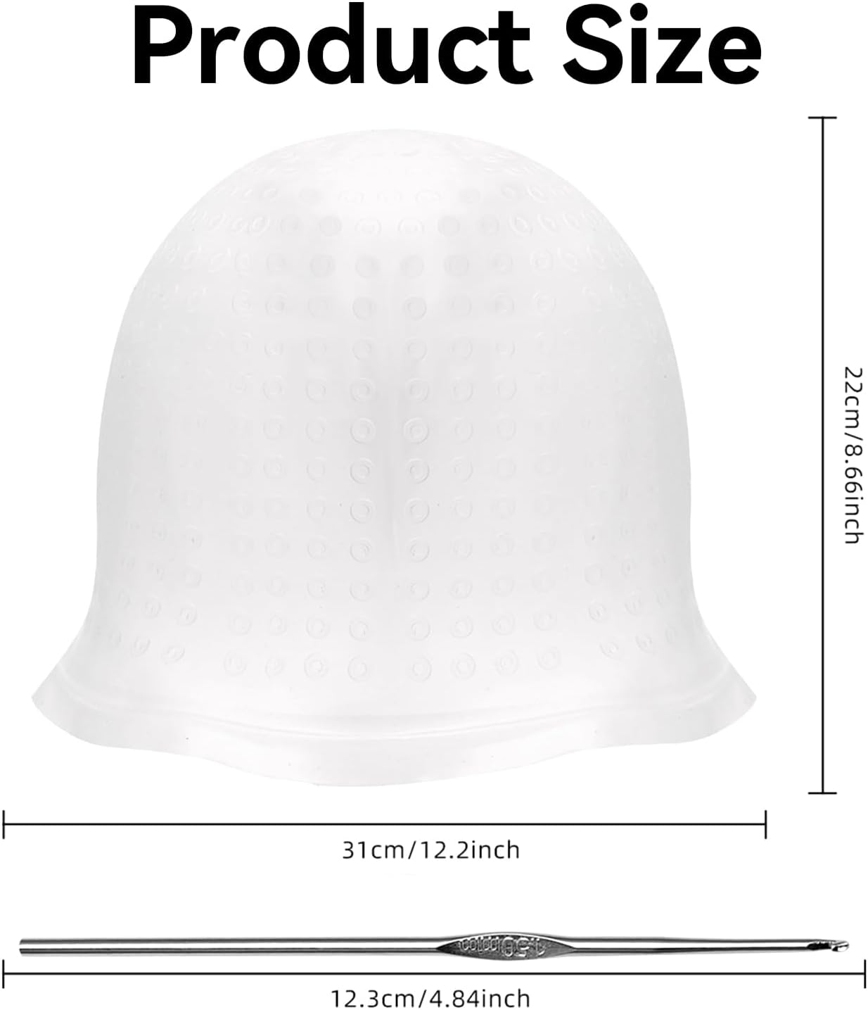 White Highlighting Cap,Reusable Highlighting Cap and Hook Kit,Soft Silicone Highlighting Cap,Hair Highlighting Cap,for Color Hair Salon Hairdressing Dyeing Staining Tools,for Women Men