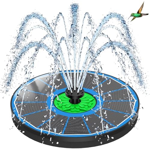 SZMP Solar Fountain 3.5W Bird Bath Fountains with Flower Upgraded Glass Panel, Solar Powered Water Fountain with 7 Nozzle & 4 Fixer, Solar Fountain Pump for Bird Bath, Garden, Pond, Pool