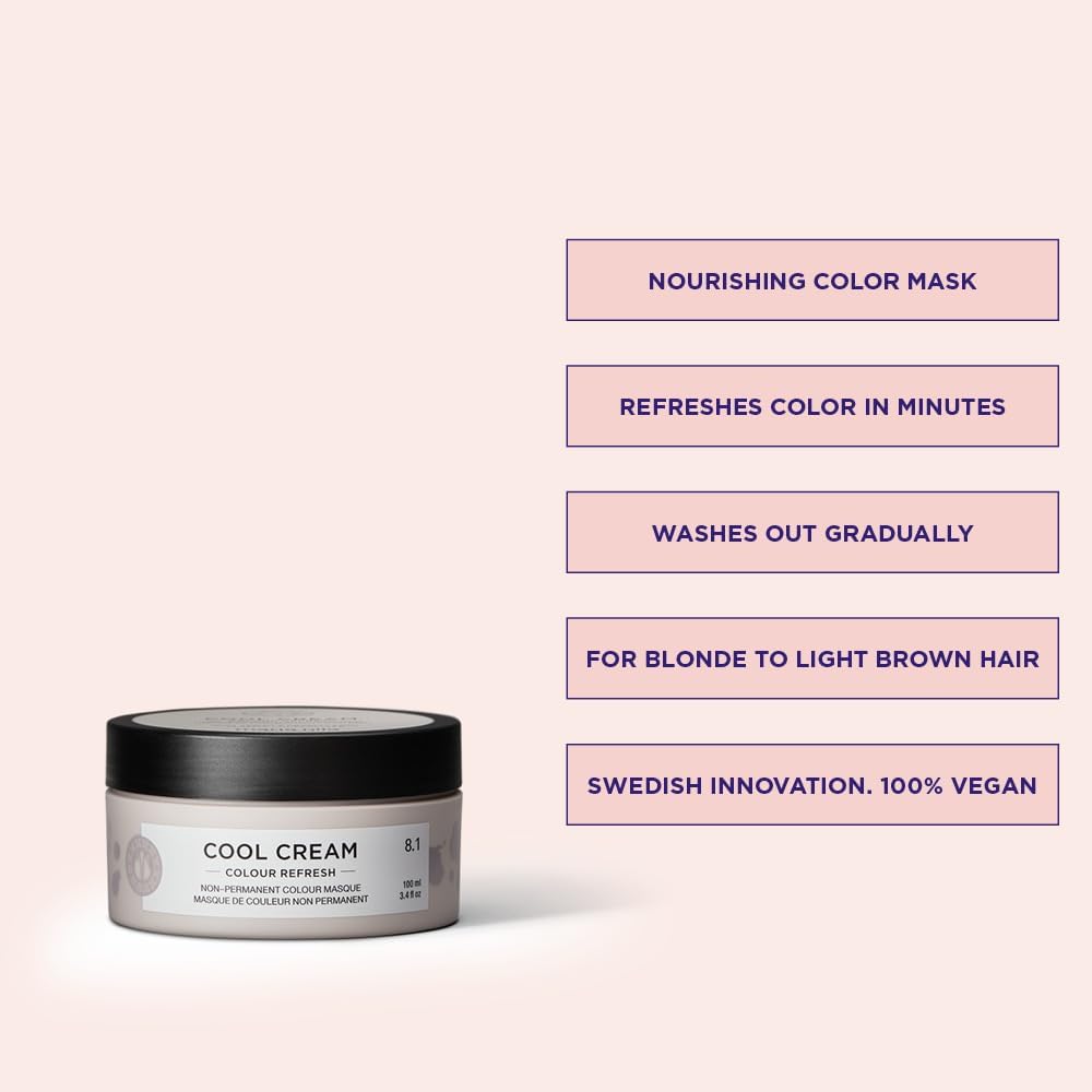 Maria Nila Color Refresh, Cool Cream 100 ml, Cool Dark Blonde Hair Mask, Semi-Permanent Pigments, 100% Vegan & Sulfate/Paraben free