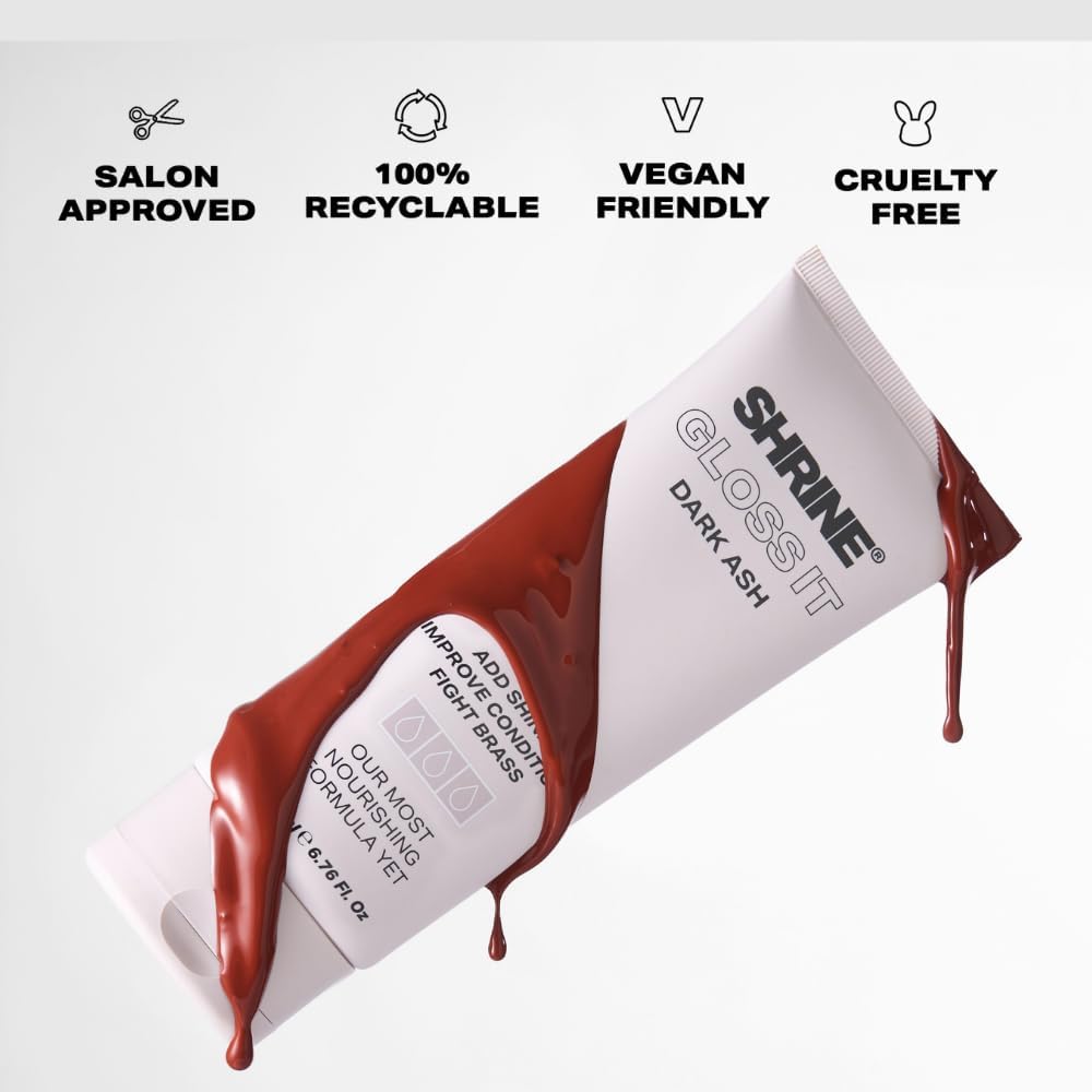Shrine GLOSS IT DARK ASH Colour Depositing Hair Mask | High-Shine Gloss Treatment | Neutralises brassiness and Yellow Tones | Quick 10-minute application | Vegan | 200ml
