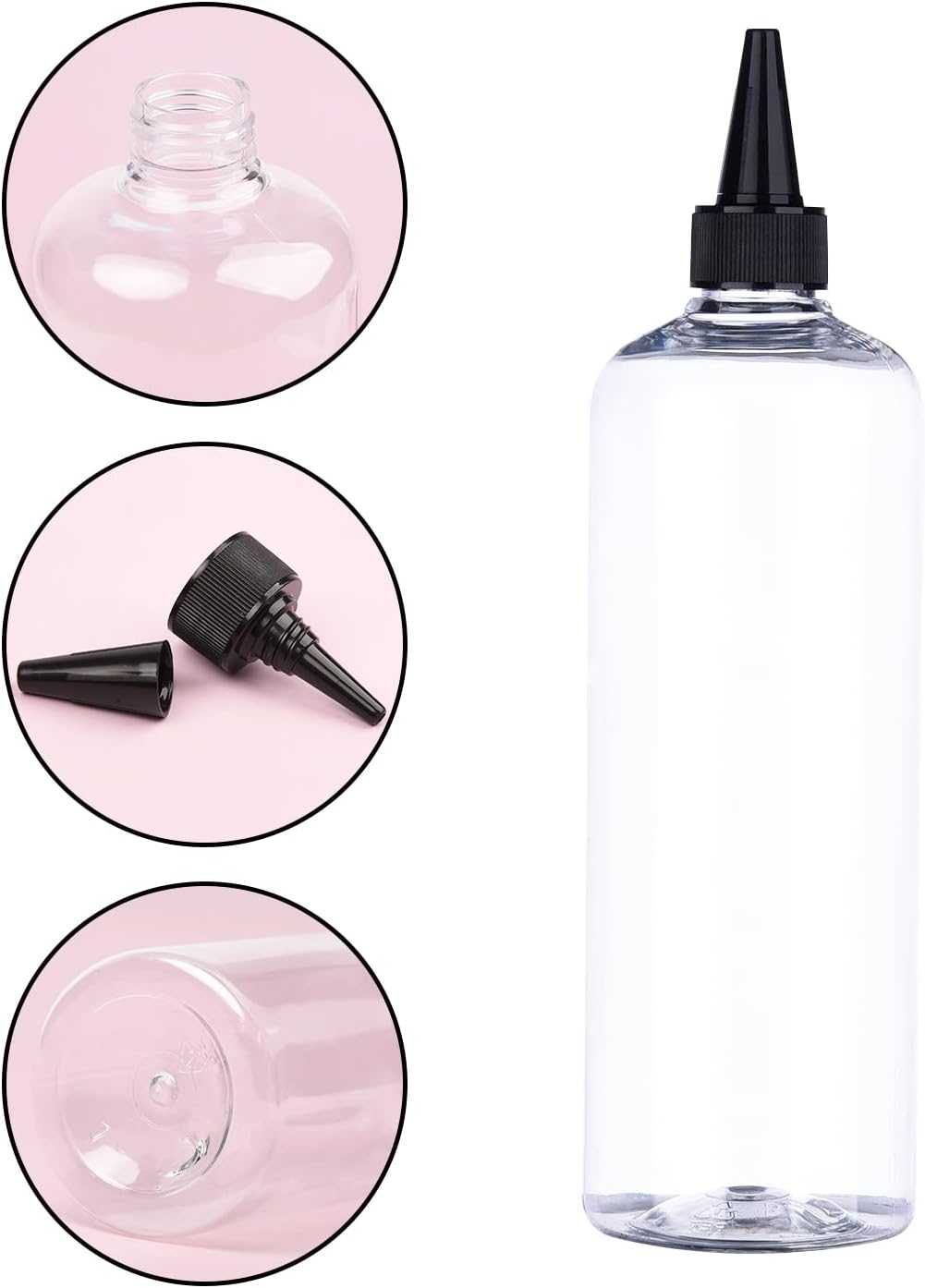 2 Pieces Applicator Bottle with 500ml Squeeze Hair Oil Applicator Bottles with Caps for Hair Coloring Dyeing Bottle Paint Art Glue