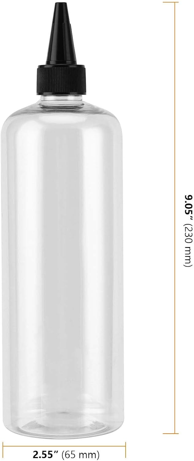SEUNMUK 15 Pack Clear Applicator Bottle with Twist Cap, 500 ml Empty Plastic Squeeze Bottles Hair Oil Bottles for Hair Dyes, Pigments