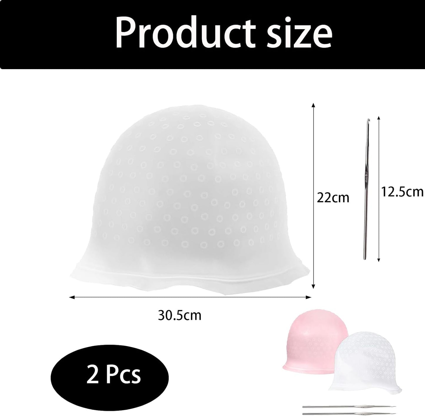 2 Pcs Of Highlighting Cap, Highlighting Kit, Hair Highlighting Kit, Reusable Silicone Hat For Beauty Salons, Suitable For Men And Women'S Hair Dyeing With Highlighting Cap (White/Pink)