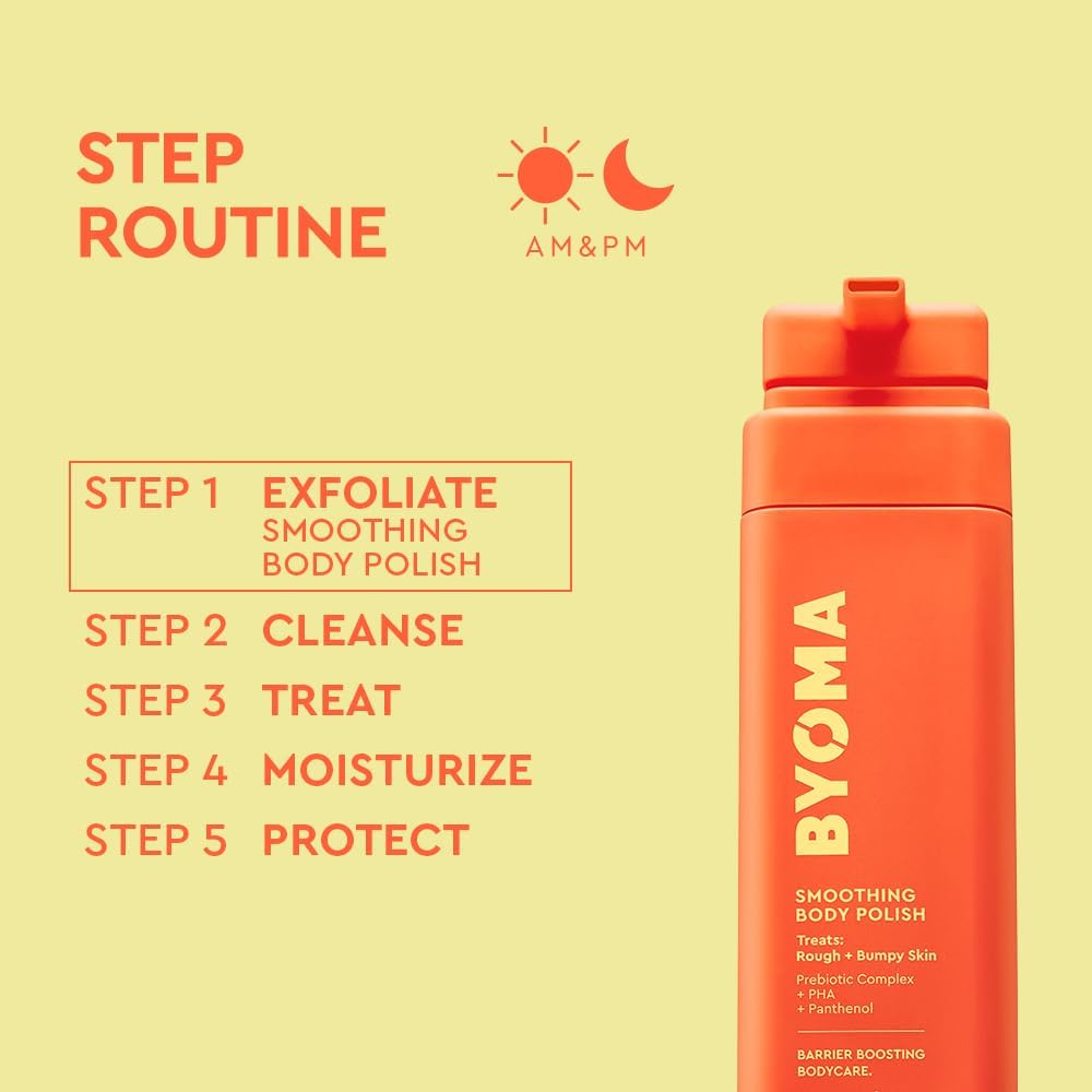 BYOMA Smoothing Body Polish (300ml) For Breakouts and Textured Skin - Exfoliating Body Scrub with PHA and Panthenol - Restores Skin Barrier and Soothes Inflammation