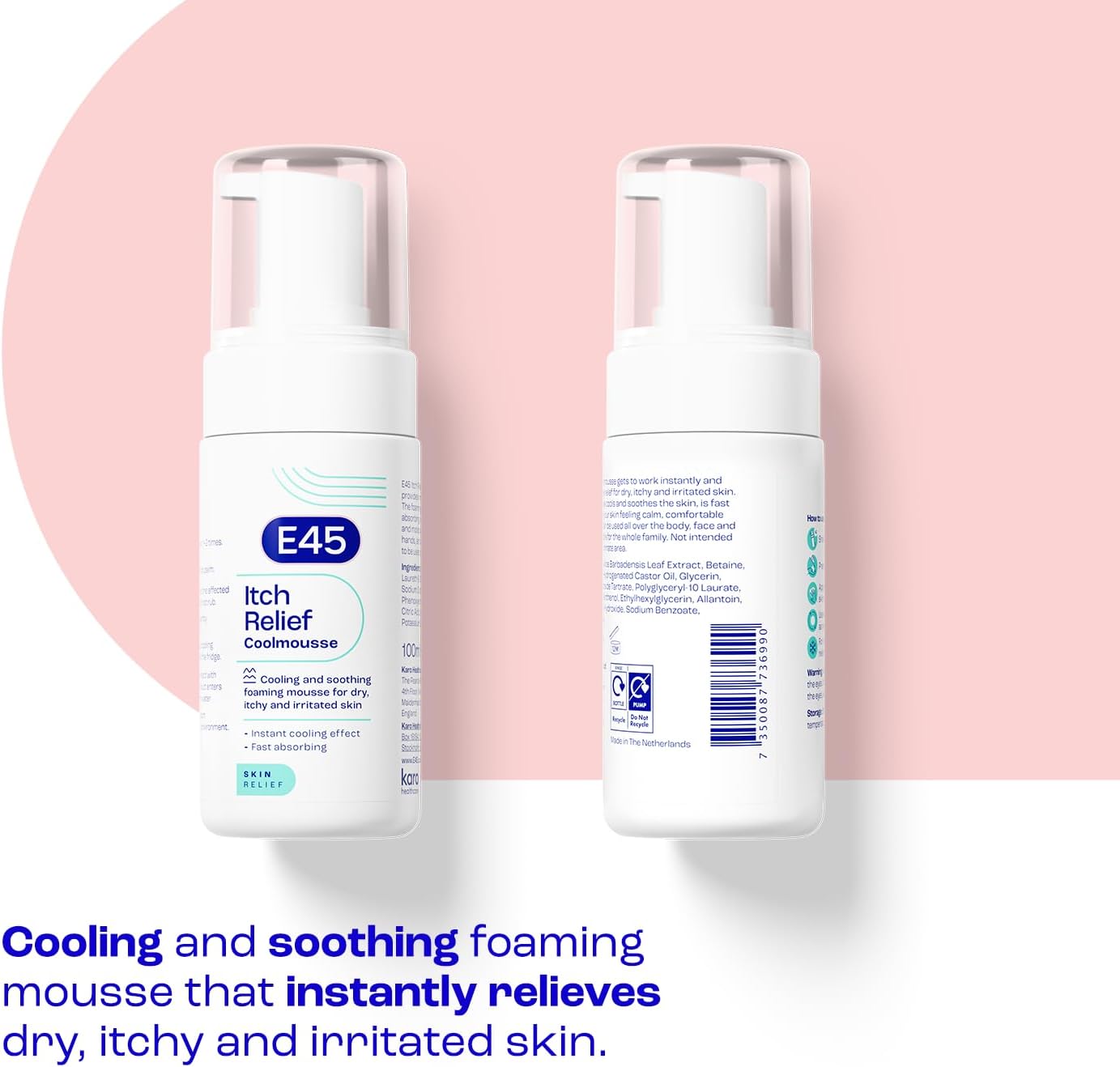 E45 Itch Relief Coolmousse 100ml – Face and Body Foam for Dry Skin, Itchy Skin and Irritated Skin - Cooling Foam to Soothe Itchy Skin