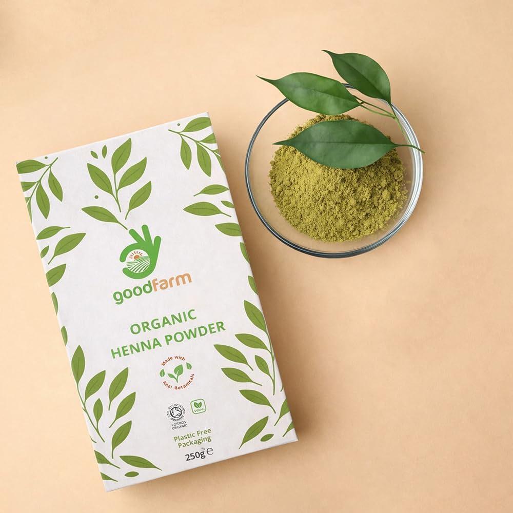 Organic Henna Powder 250g (5 x 50g Convenient Sachets) | Plant-Based Hair Colour | Single-Ingredient, Certified Organic | No Peroxide, No Ammonia, No Parabens