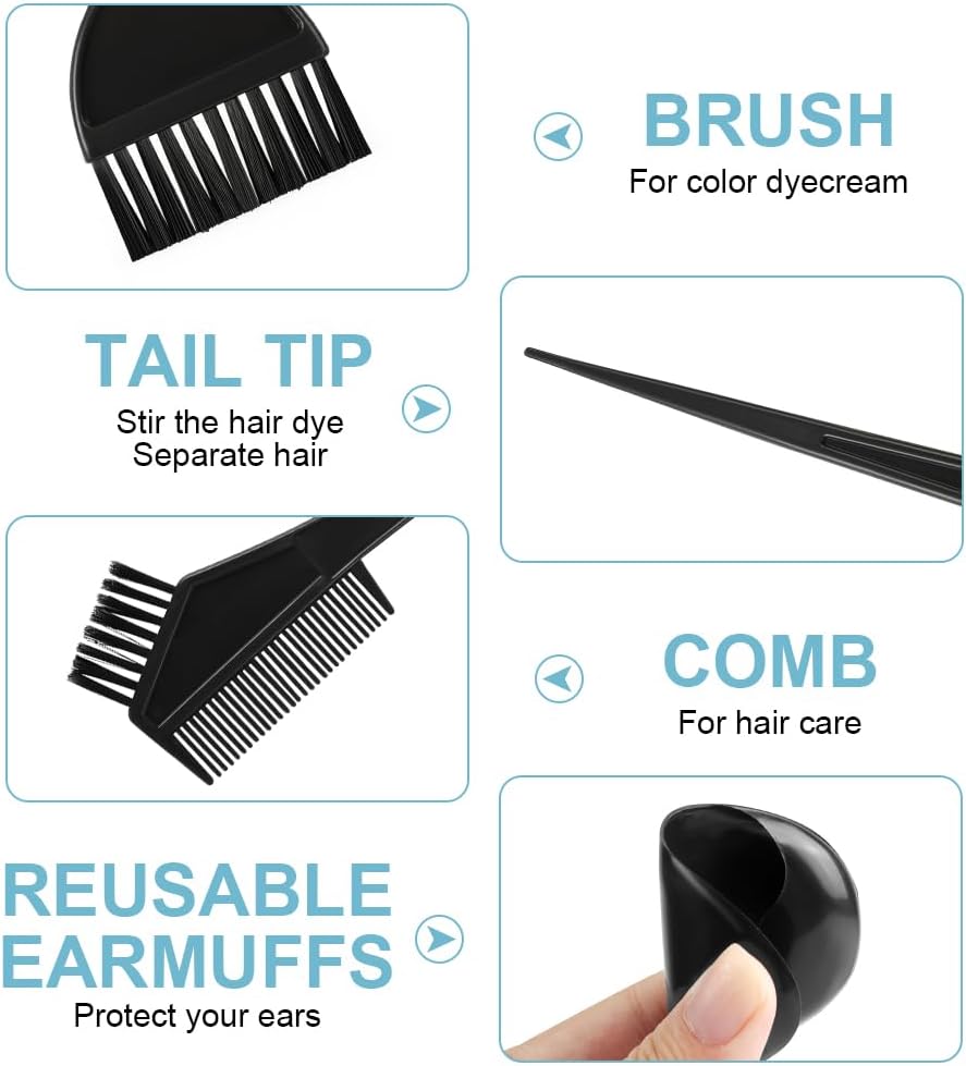 LOPHE 18 PCS Tools for Hair Colouring Kit, DIY Salon Hair Coloring Bleaching Tools Set, Hair Dye Tool Set, Including Hair Dye Bowl, Brush, Earmuffs, Comb, Cape, Shower Cap, Gloves, Hairpins