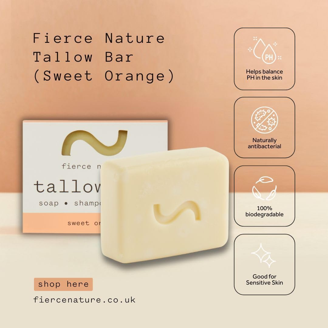Fierce Nature - Pure Organic Tallow Soap (Sweet Orange and Clove) - 80g