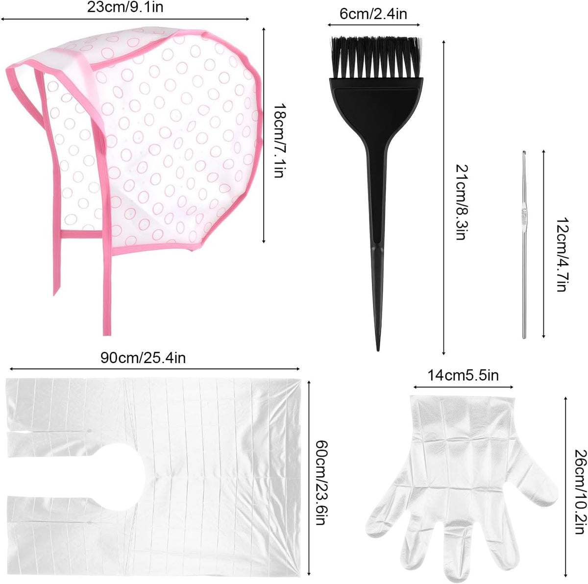 3 Sets Highlight Cap Kit with 3 Pcs Hair Highlighting Caps, 3 Pcs Styling Tools, 3 Pcs Disposable Hair Dye Shawl, 3 Pairs Gloves, 3 Pcs Dye Brushes Highlight Hairs Coloring Kit for Salon Hairs