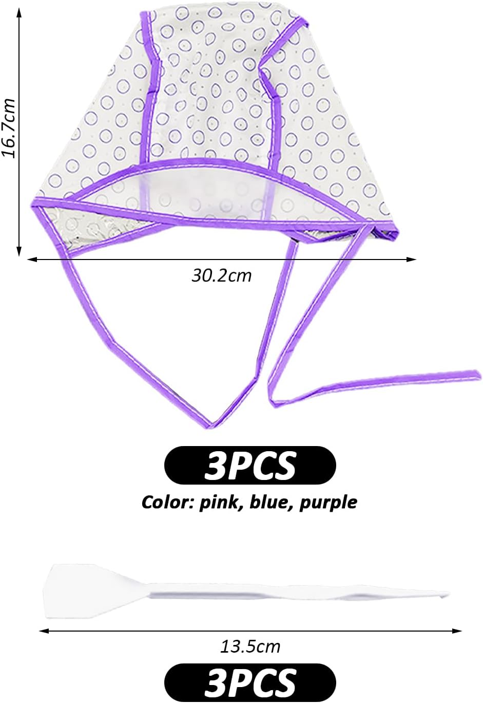 3 Pieces Hair Dye Cap, 3 Pieces Plastic Needles, Self-Contained Holes, Breathable And Comfortable, Salon Highlight Hat, Creative Hair Dye Tool Set.