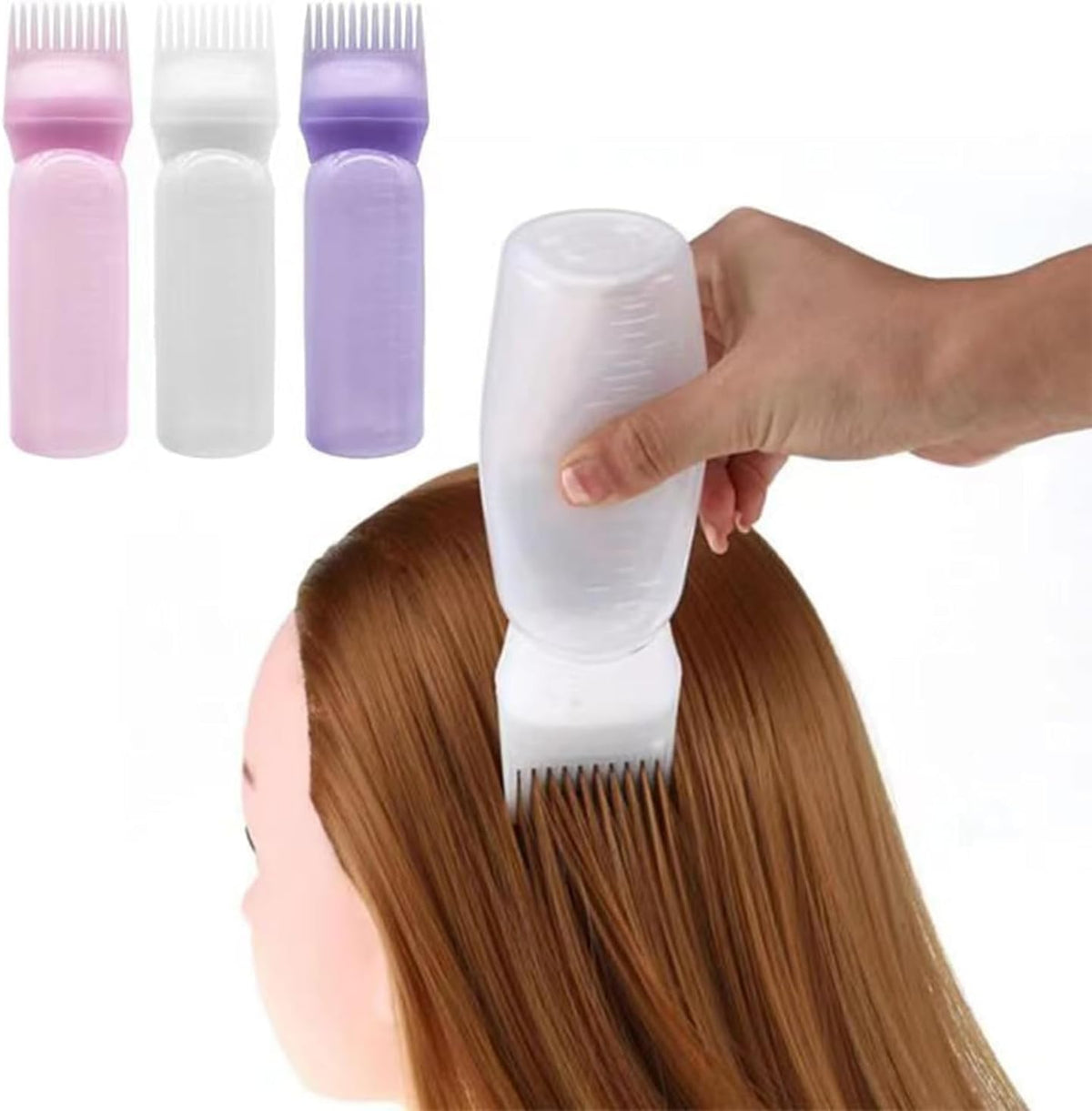 Botella Aplicadora De Peine De Raíz,Root Comb Applicator Bottle,Hair Oiling Applicator,Hair Oil Bottle with Comb,Oil Applicator Bottle for Hair,Hair Dye Bottle (Purple), 24461209
