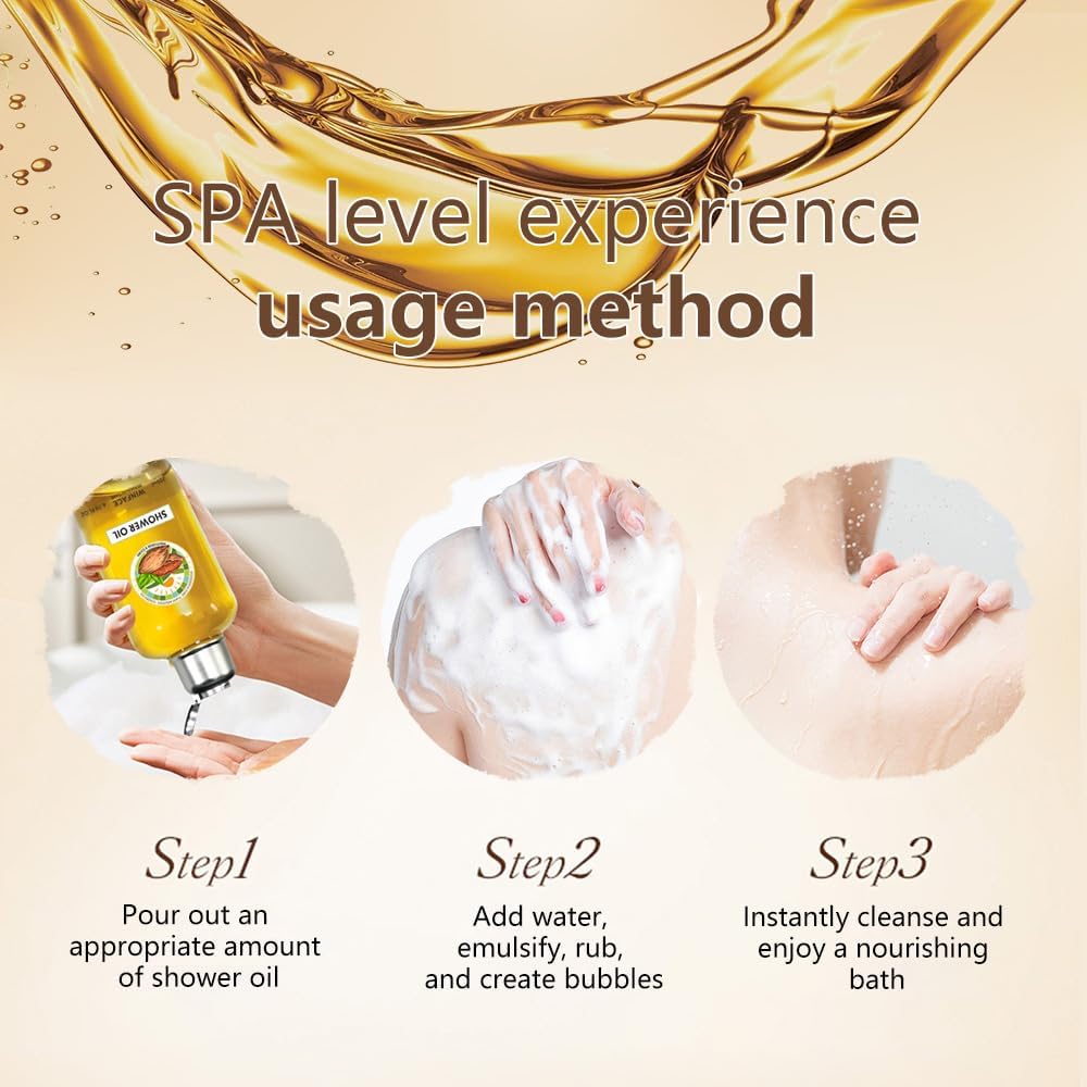 Natural Plant-Based Shower Oil, 6 Botanical Extracts, Non-Greasy Formula, Easy Rinse, Nourishing and Cleans The Skin, Pure Oil Bath, Oil to Milk Formula-6.67 fl.oz of 2 Bottle