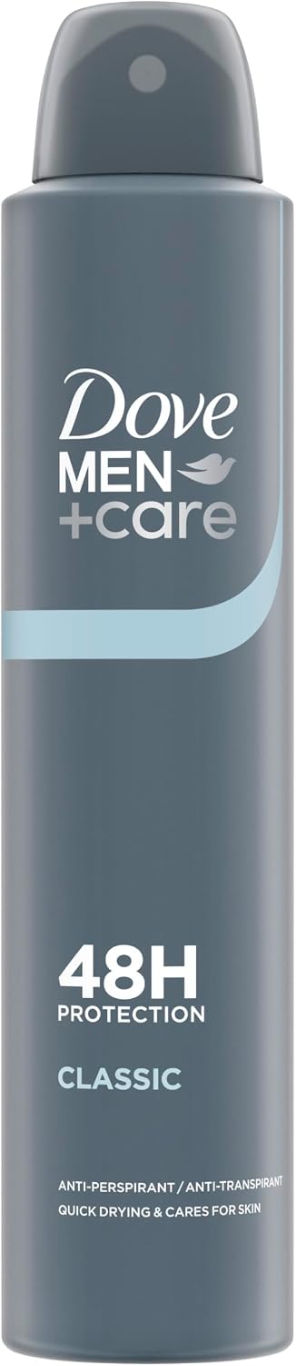 Dove Men+Care Classic Anti-Perspirant Aerosol Deodorant Spray with ¼ moisturising cream for 48 hour protection against sweat and odour 6x 200 ml