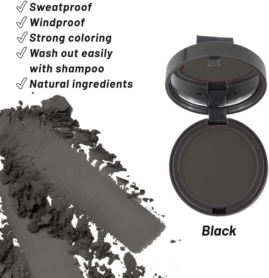 SOVONCARE Hairline Powder Instantly Hairline Shadow Gray Hair Coverage Touch Up Hair Root Cover Up Powder (1-Black, 0.35 Ounce (Pack of 1))