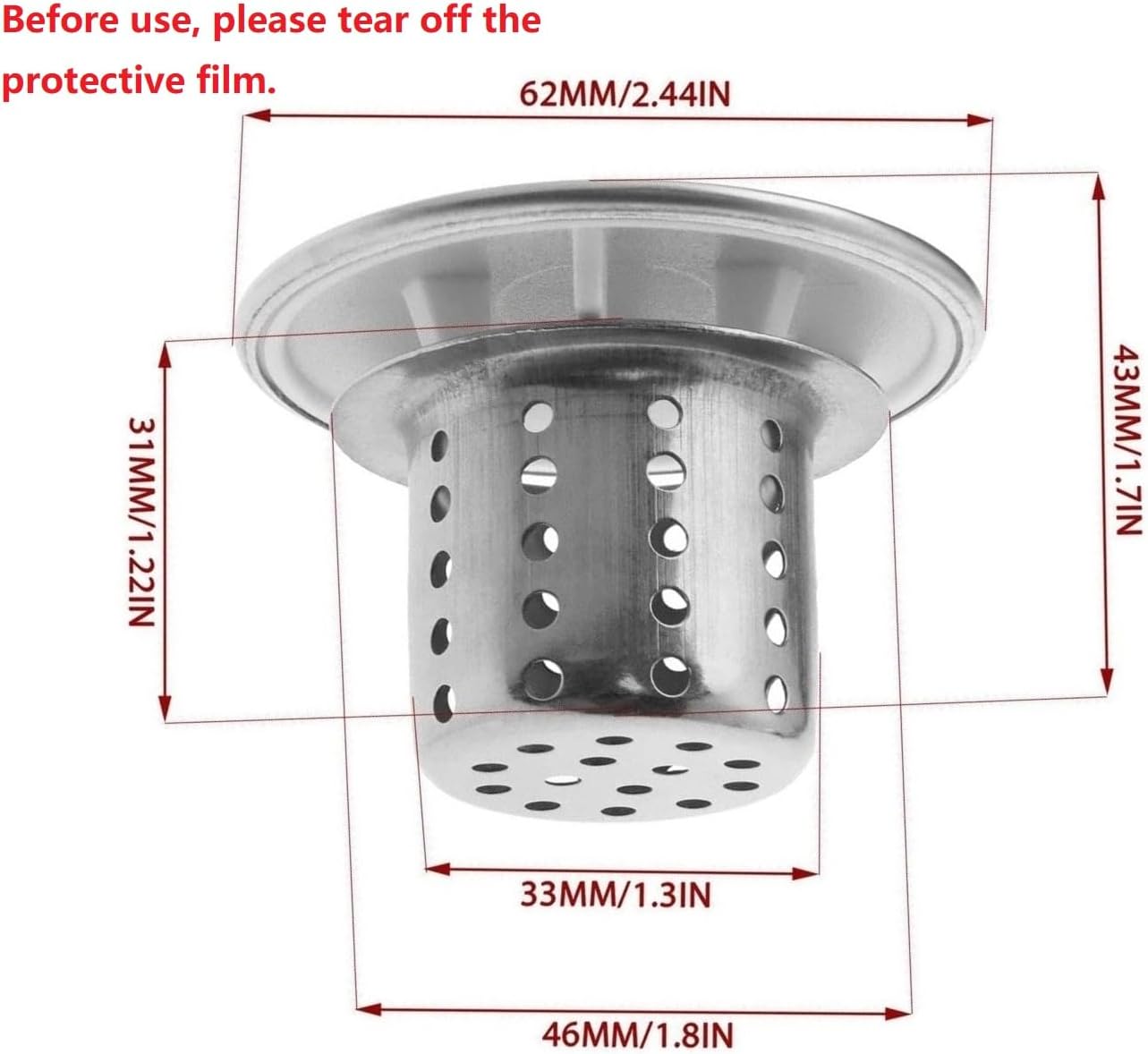 2PCS Drain Hair Catcher Tub Drain Protector Bathroom Sink Strainer Bathtub Drain Filter Stainless Steel Drain Hair Trap cover for Bathtub/Drain