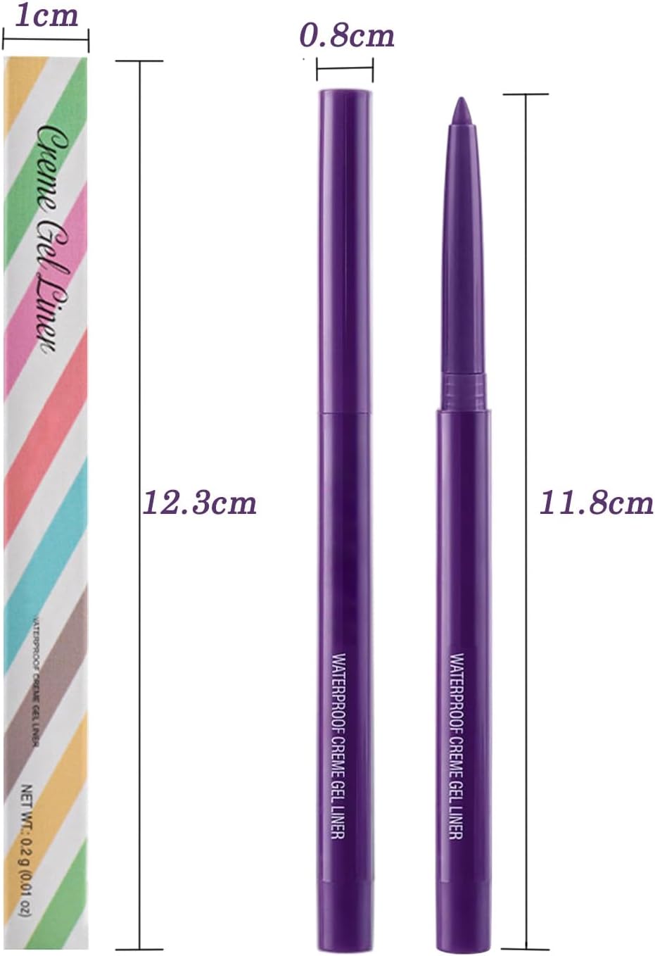 Waterproof Eyeliner Pencil, Long-Lasting Smudge-Proof Eye Liners, Fine Tip for Precise Lines, Quick-Dry Formula (Purple)