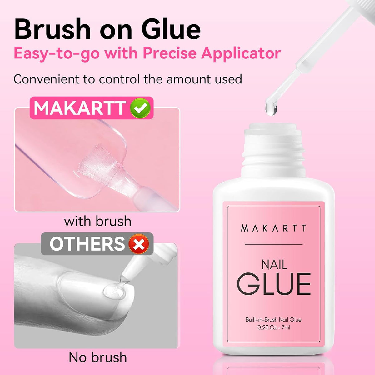 Makartt Extra Strong Nail Glue with Brush – 5s Dries Quickly, Long-Lasting Hold, 7ml Acrylic Adhesive for Nail Tips, Fake Nails & Repairs, No Nail Lamp Needed
