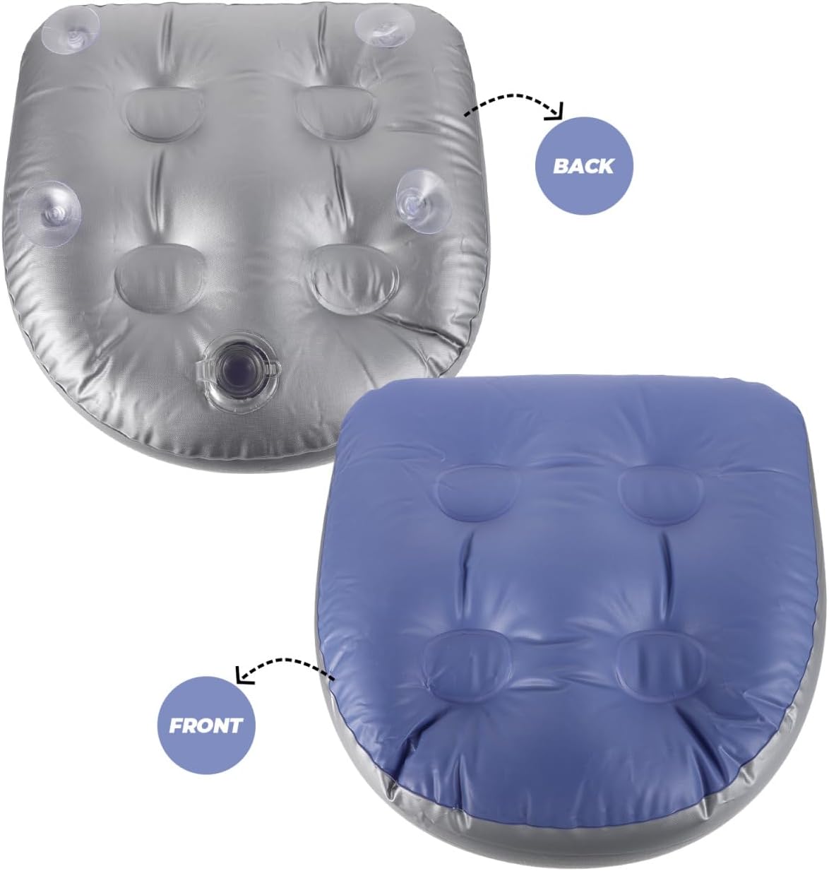 2pcs Inflatable Bath Seat Cushion Suction Cups Blue Thickened Portable Spa Shower Cushion Pads Adult Bathtub Seat for Bathroom Accessories