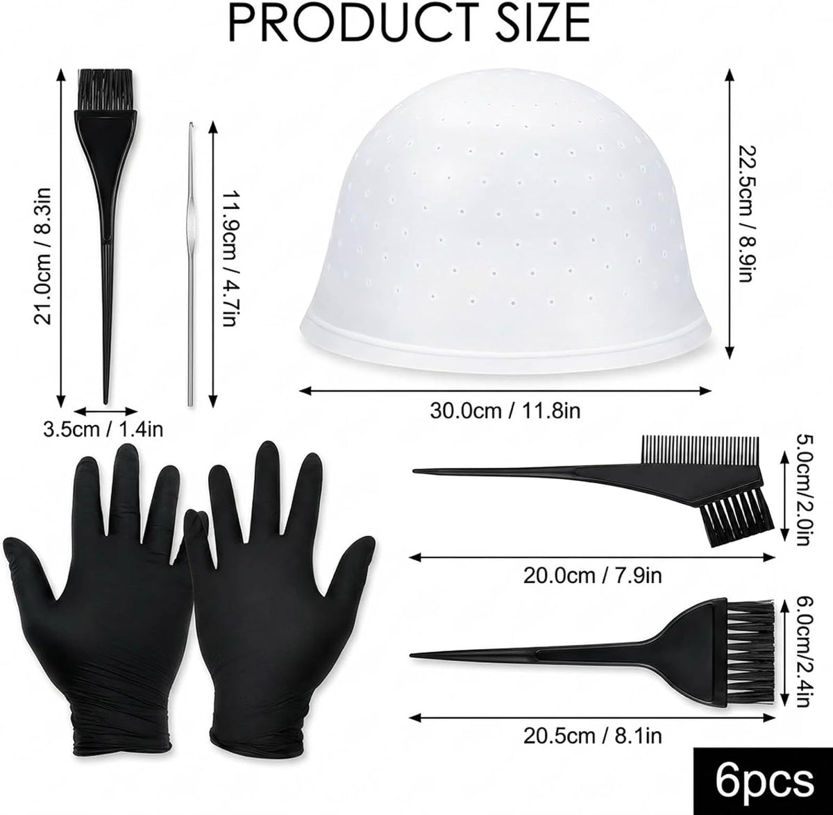 Professional 6 PCS Highlighting Kit, Highlighting Cap and Hook, Reusable Highlight Hat with Hook, Professional Reusable Highlighting Caps for Home and Salon Use, Effortless DIY