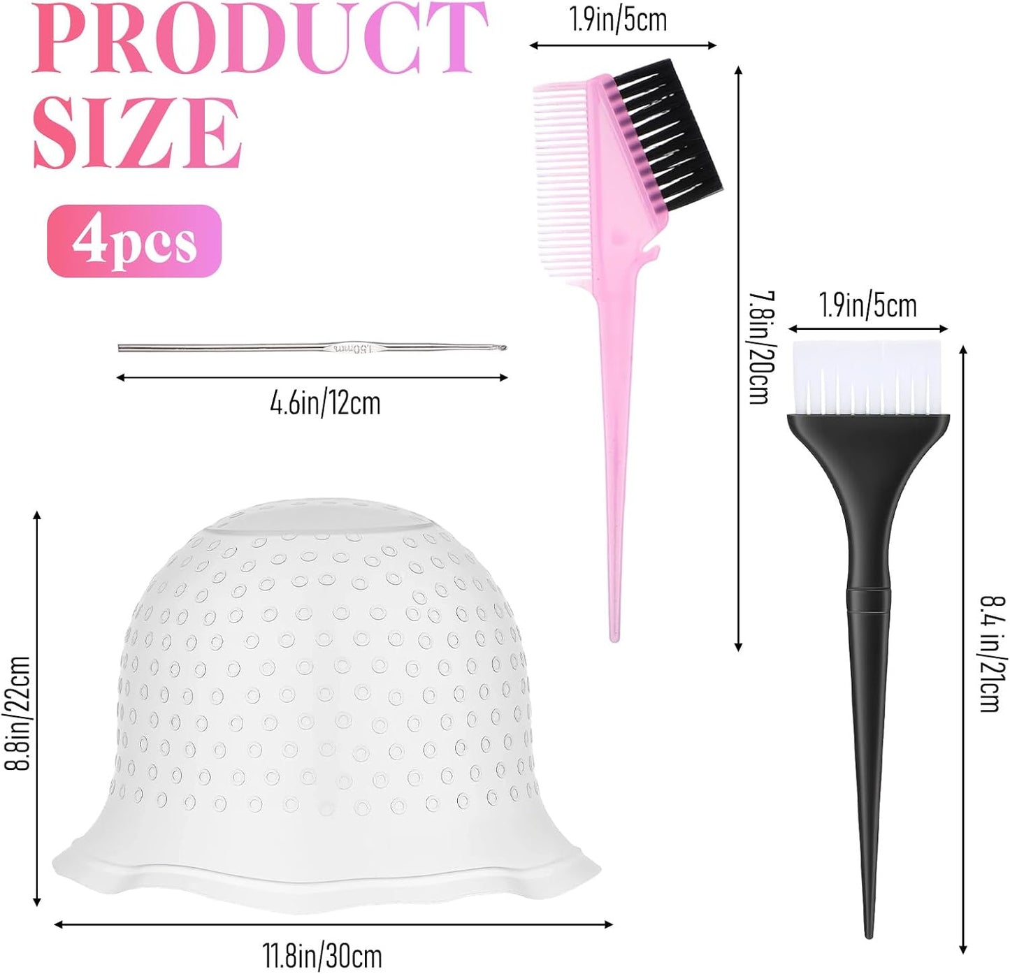 Silicone Highlight Hair Cap Color Set Professional Reusable Highlighting Cap with Needle Brushes Salon Hairdressing Dyeing Staining Tools for Women Men