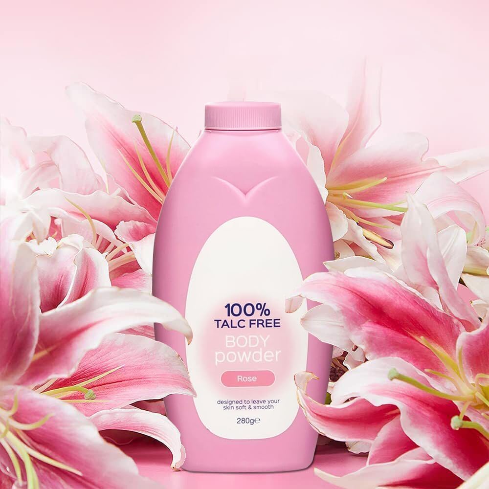 Body Powder Talc Free 250g Rose & Lavender Scents Talc Free Body Powder for Women & Men Silky Smooth Skin Vegan, Moisture-Absorbing Formula for Softness & Freshness