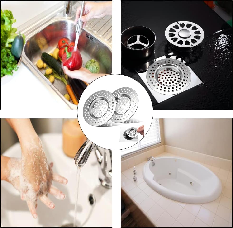 Stainless Steel Sink Filter, 2 Pcs Kitchen Sink Strainer Plug, Anti Clogging Drain Protector, Drainage Filter, Prevent Clogging, for Kitchen Sink (2.95 "/ 7.5 cm)