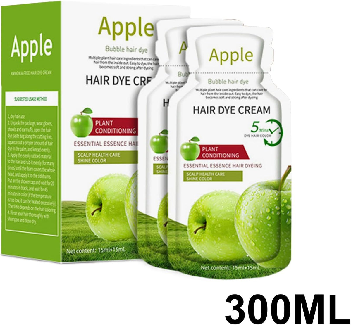 Colour Hair Dye, 300 ml Colouring Cream with Grey Cover, Fruity Fragrance, Long-Lasting Colour Holding, Natural Plant Extracts for Salon, Home, Beginners & Family