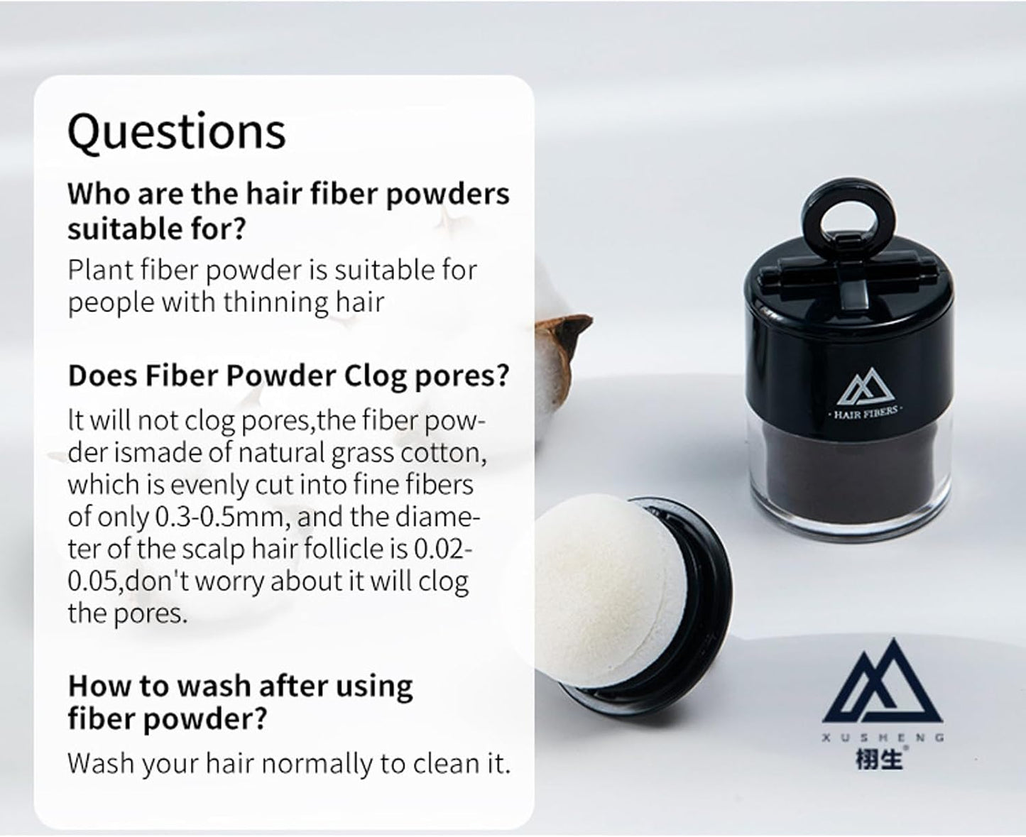 Black Hair Building Fibers - Loss Concealing Powder Spray for Thinning - Solution for Women and Men, 5.2g