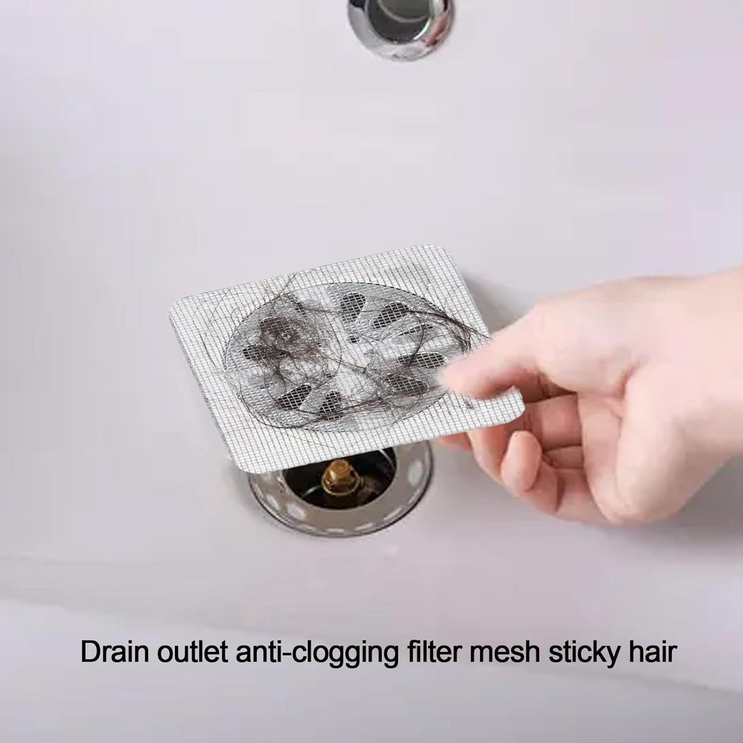 Drain Hair Catcher 10cm x 10cm, Shower DrainCover Hair Catcher/Shower Drains Mesh Sticker For Shower Drains Disposable Hair Sticker Rectangle ShowerDrain Mesh for Bathroom Kitchen(40PCS)